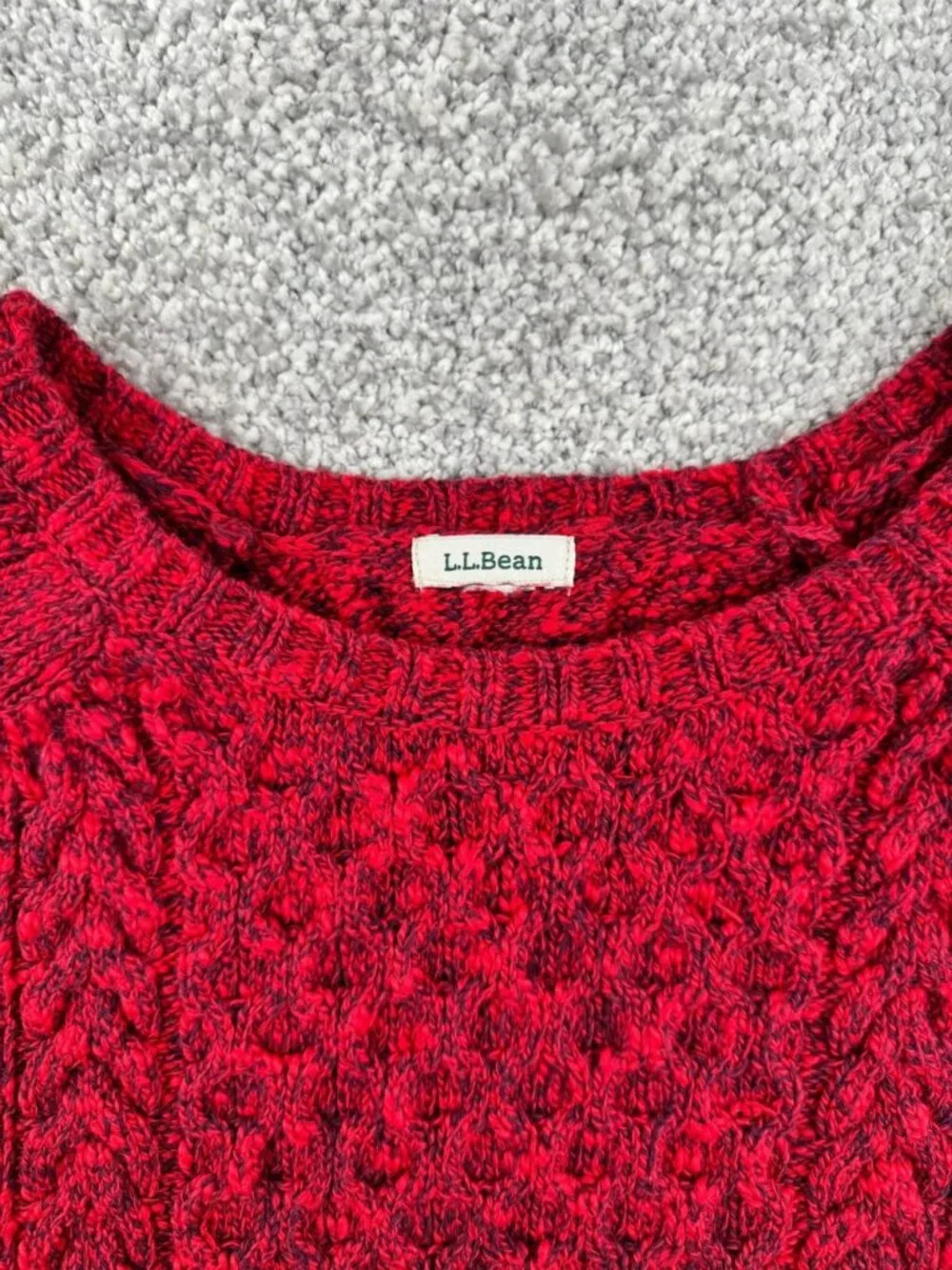 Men's Red Textured Crewneck Knit Sweater Size L